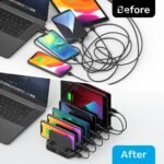 Unitek USB Charging Station, 10 USB Fast Ports Charge Docking Station and Adjustable Dividers, Multi Device Charger Organizer Compatible with iPad, iPhone, Tablet and Cell Phone - Image 4