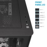 SAMA V60 Mid Tower PC Case, Curved Tempered Glass Panel, 7×120mm ARGB PWM Fans with Fan Hub, USB Type-C, High Airflow ATX PC Case for Case PC Gaming, Back-Connect Ready, 360mm AIO Support – Black - Image 9