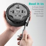 KMC 3-Outlet Surge Twist Cord Reel, USB-C & USB-A Ports, Retractable Power Strip Surge Protector, 735J Surge Protection, 5ft Retractable Extension Cord, 3-Prong Flat Plug, UL/ETL Certified, Gray - Image 6