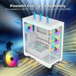 SAMA NEVIEW 4503 Mid Tower PC Case with Dual Tempered Glass Panels, 4×120mm ARGB Fans Pre-Installed, High Airflow ATX PC Case for Case PC Gaming, USB 3.0×2, Type-C Port, Supports Top 360mm AIO – White - Image 9