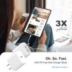 LCGENS USB C Wall Charger, 2-Pack 20W Fast Charger Block, Type C PD Power Delivery Charging Block Plug for iPhone 11/12/13/14/15/16/Pro Max, XS/XR/X, iPad Pro, AirPods Pro, AirPods4，watch10 ultra2 - Image 2