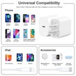 LCGENS USB C Wall Charger, 2-Pack 20W Fast Charger Block, Type C PD Power Delivery Charging Block Plug for iPhone 11/12/13/14/15/16/Pro Max, XS/XR/X, iPad Pro, AirPods Pro, AirPods4，watch10 ultra2 - Image 3