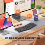 MEETION Ergonomic Foldable Bluetooth Keyboard, Split Compact Portable Keyboard for Business Travel, Ultra-Thin Folding Rechargeable Wireless Keyboards for iOS Android Windows Mac Tablet PC Smartphone - Image 4