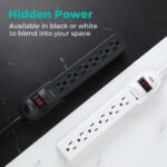KMC 6-Outlet Surge Protector Power Strip 2-Pack, 900 Joules, 4-Foot Extension Cord, Overload Protection, Black - Image 5