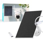 Vicohome 5V Solar Panels for Security Cameras for Bird Feeder 23% Energy Conversion Rate,9.8Ft Cable, USB C & Micro-USB Compatible, Weather Resistant, 360° Adjustable Bracket, for Tapo Eufy Aosu .etc