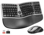 MEETION Ergonomic Keyboard and Mouse Wireless Combo, 2.4G Curved Compact Keyboard with Cushioned Palm Rest, 4 Level DPI Adjustable Wireless Mouse, for Windows/Mac/Desktop/PC/Laptop, Gray Black - Image 8