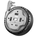 KMC 3-Outlet Surge Twist Cord Reel, USB-C & USB-A Ports, Retractable Power Strip Surge Protector, 735J Surge Protection, 5ft Retractable Extension Cord, 3-Prong Flat Plug, UL/ETL Certified, Gray