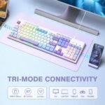 RisoPhy Wireless Gaming Keyboard, Tri-Mode BT5.0/2.4GHz/USB-C, RGB Light up Backlit Keyboards, Customizable Macro Keys, 26 Anti-ghosting Keys, 4000mAh Battery, Creamy Computer Keyboards - Image 2