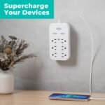 KMC 6-Outlet Extender USB-C PD Surge Protector Wall Tap, Multi-Plug USB Wall Charger, 2 USB-A Ports & USB-C 20W Power Delivery, High-Speed Phone Charger, 980J Surge Protection, UL/ETL Certified, White - Image 8