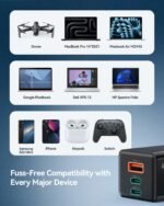 Ruko PD65W USB C Charger, 3-Port GaN Fast Charger Block, Compact Foldable Wall Charger for iPhone 16/15, MacBook Pro/Air, Galaxy S24, Pixel, Drone, Switch and More, Black - Image 6