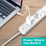 KMC 6-Outlet Surge Protector Power Strip, 1 USB-A & 1 USB-C Port, 840J Power Surge Protectors, 6ft Extension Cord, Flat Plug, White Power Strip Surge Protector, ETL/UL Certified Power Strips, White - Image 6